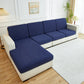 Housse bleu marine sur coussin, motif jacquard visible