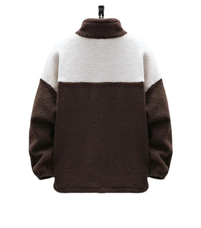 Blouson d'hiver bicolore marron et blanc pour femme