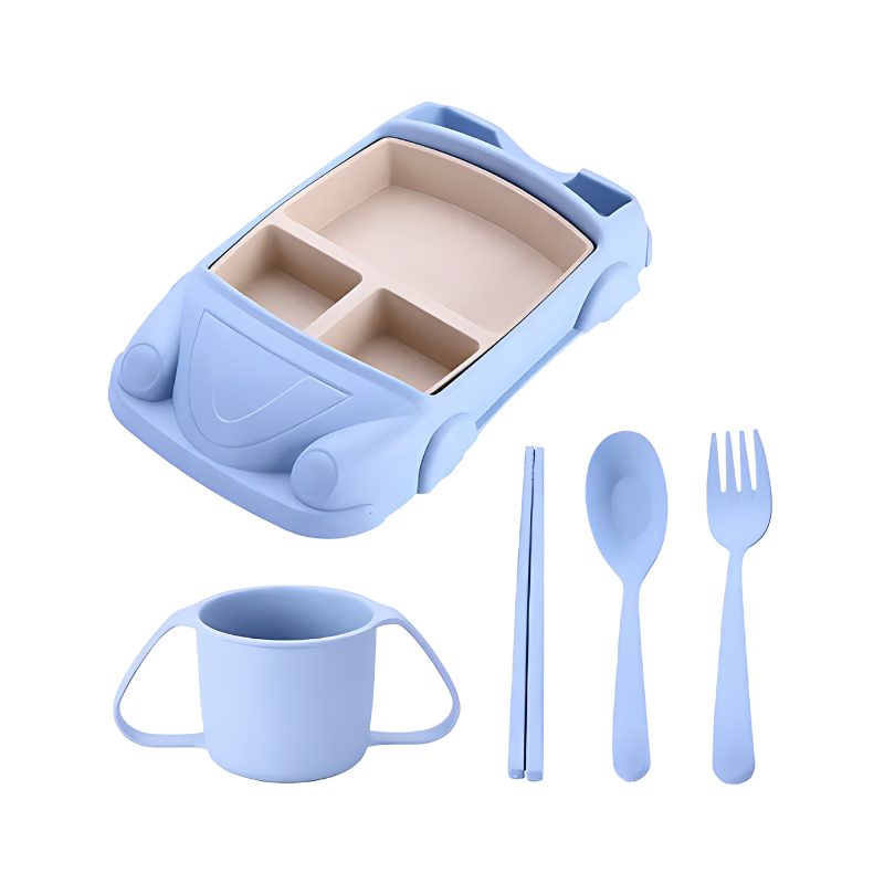 Assiette en forme de voiture bleue pour enfants