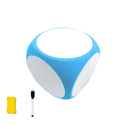 Dé en mousse bleu, idéal pour jeux interactifs et éducatifs