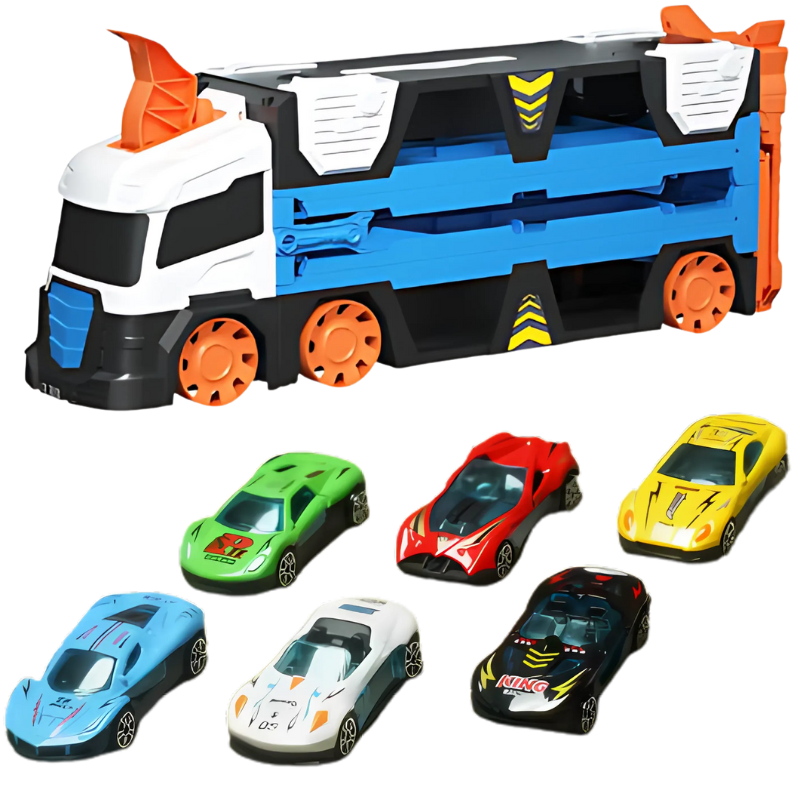 Gros plan sur une voiture bleue en aluminium incluse