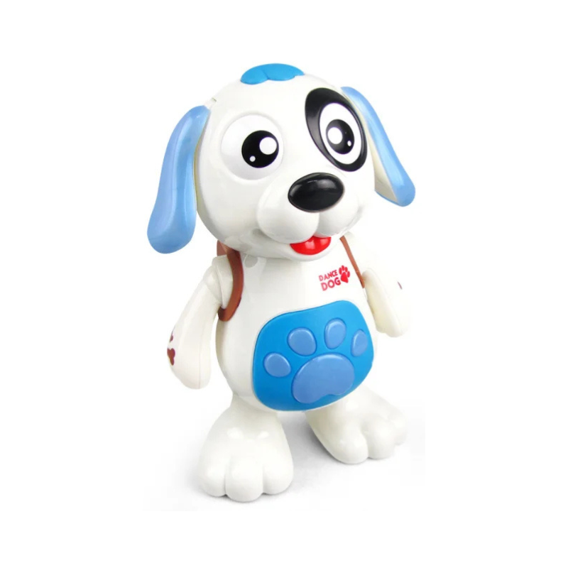 Chien jouet dansant en version bleue avec lumières