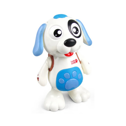Chien jouet dansant en version bleue avec lumières