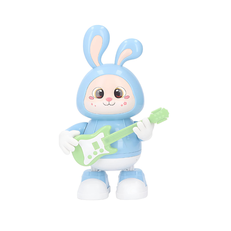 Lapin musical bleu avec guitare et lumières intégrées
