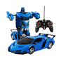 Voiture télécommandée transformable de couleur bleue, en mode voiture
