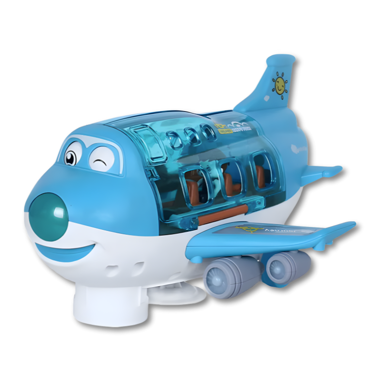 Avion électrique bleu avec effets lumineux captivants