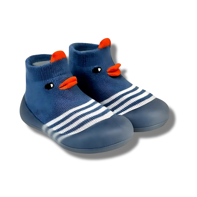 Chaussettes bleues en coton pour premiers pas de bébé