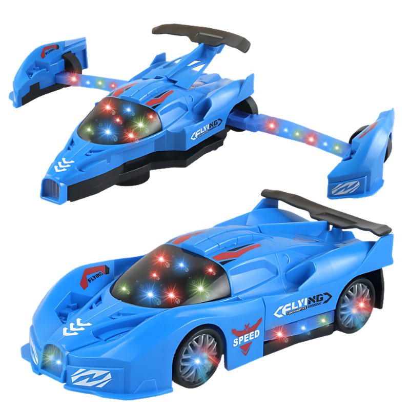 Voiture bleue transformable avec effets lumineux
