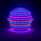 Boule magique LED bleue en lévitation sur fond blanc