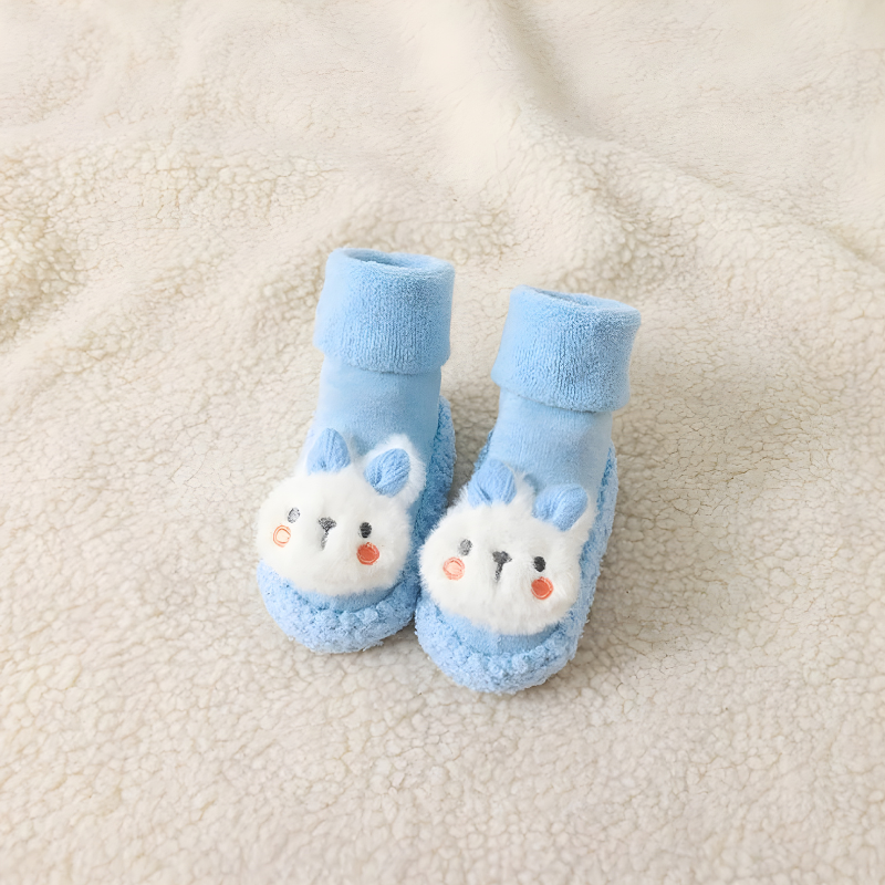 Chaussures chaussettes bébé bleues, semelle flexible