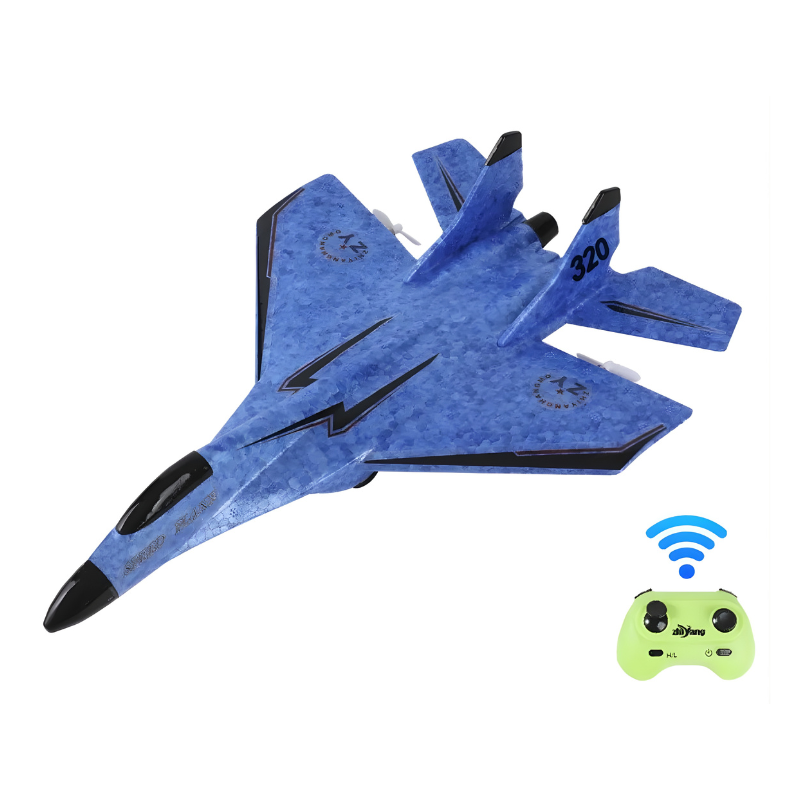 Planeur léger bleu en EPP sur fond blanc