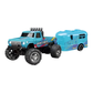 Mini monster truck RC bleu avec remorque, sur fond blanc