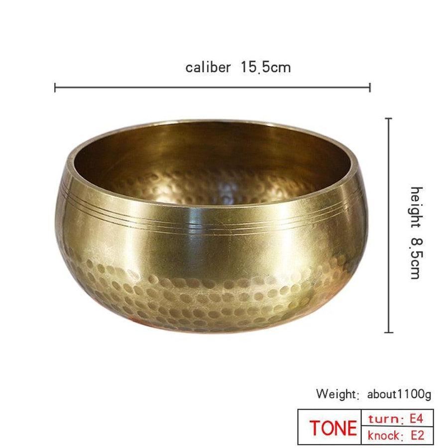 Bol tibétain en laiton, détail du bord et du martelage