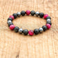 Vue latérale du bracelet avec perles noires et dorées