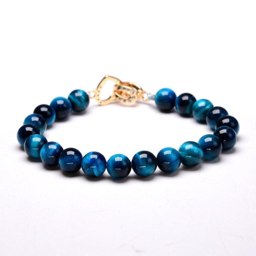 Bracelet élégant avec pierres de 8 mm et détails en zircons