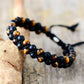 Bracelet double rang en onyx noir et œil de tigre
