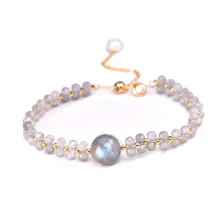 Bracelet élégant avec perles alternées cuivre et labradorite