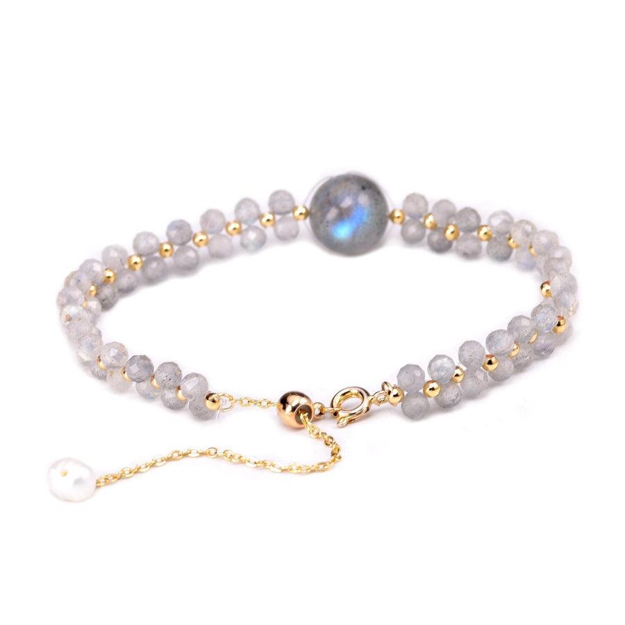 Bracelet en labradorite facettée avec perles cuivre doré