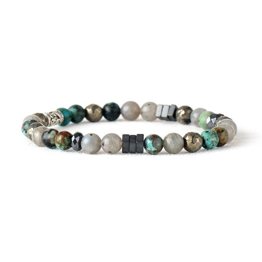 Bracelet en labradorite africaine avec perle centrale en zinc