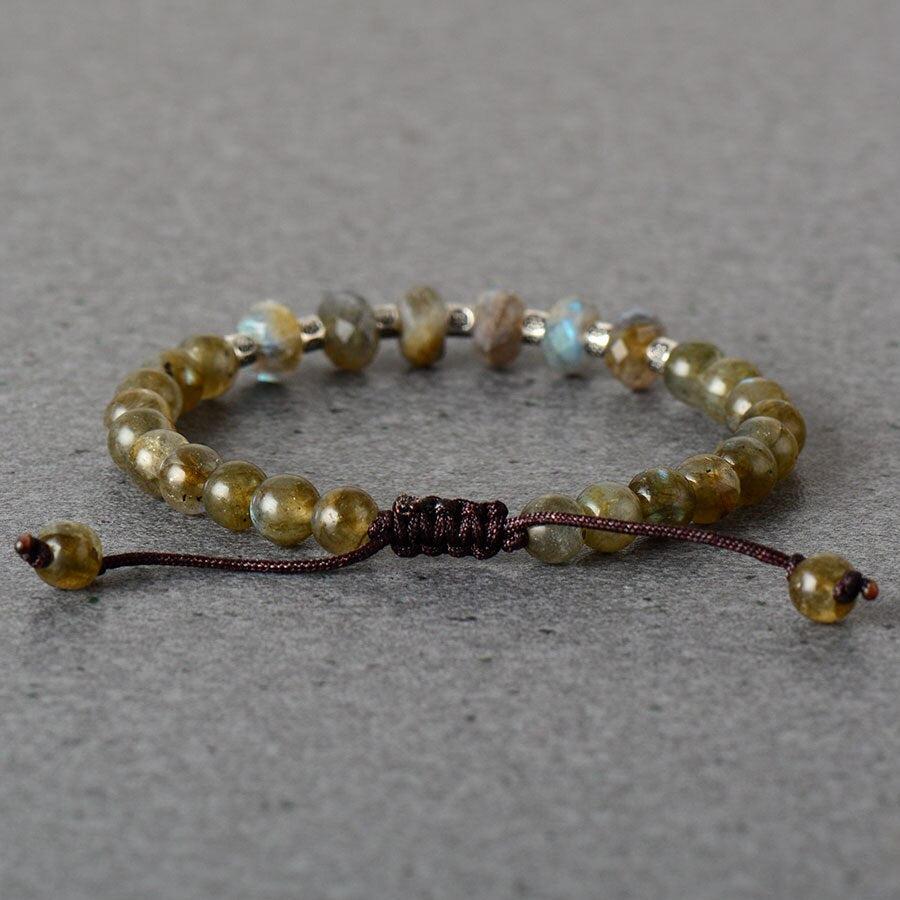 Bracelet en labradorite avec nœud coulissant ajustable