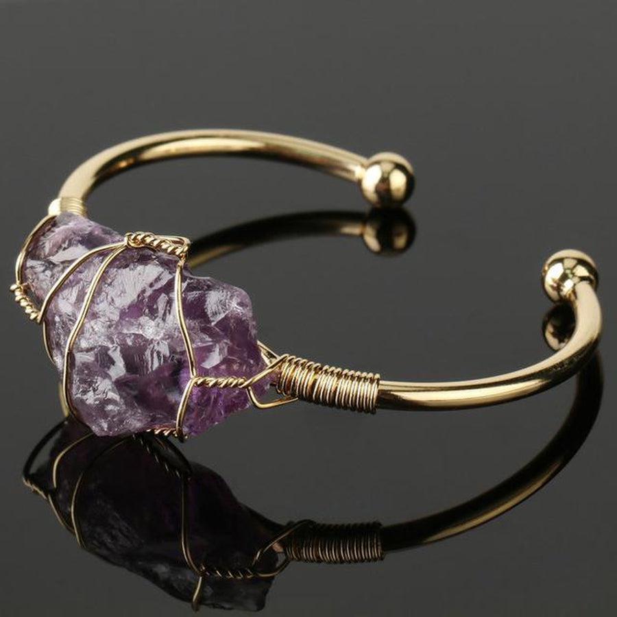 Bracelet jonc ajustable avec pierre citrine vue de côté