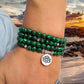 Bracelet mala en malachite avec 108 perles vertes