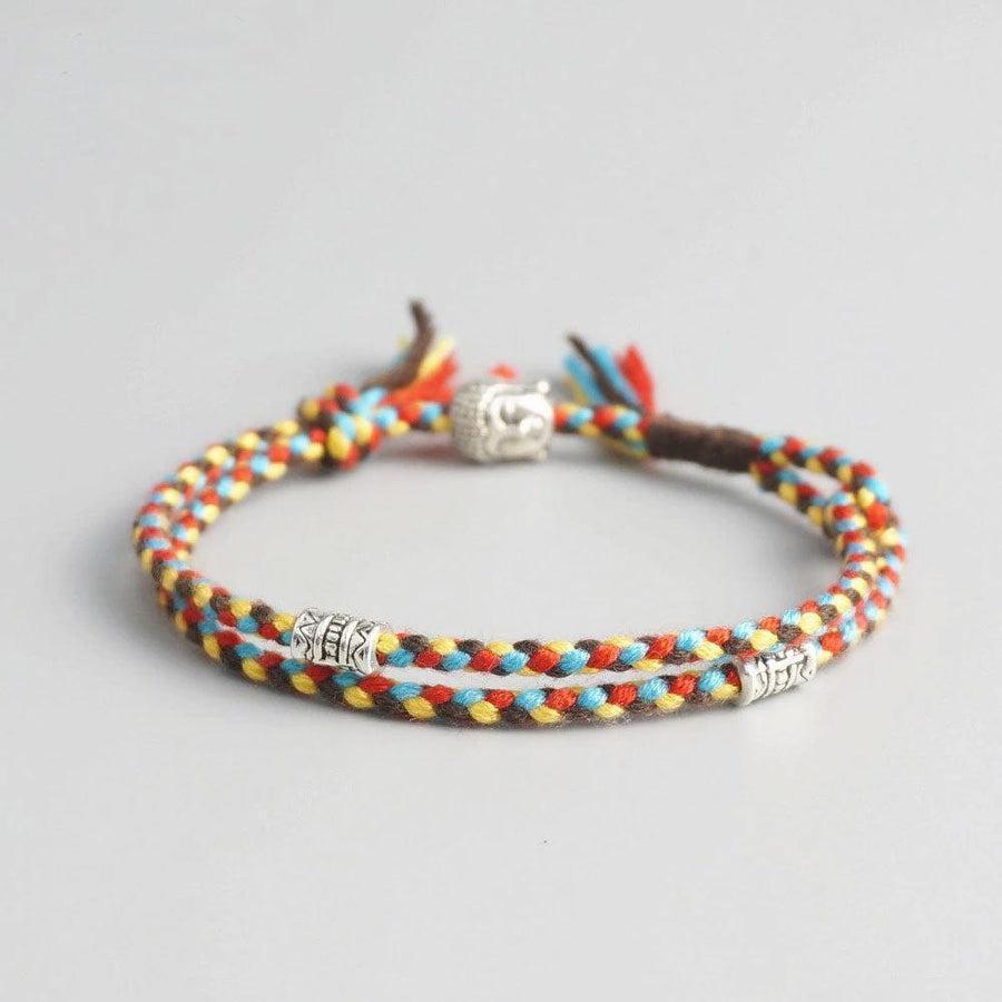 Bracelet vert et jaune avec nœud de la chance ajustable