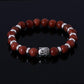 Bracelet avec tête de Bouddha argentée et pierres marbrées