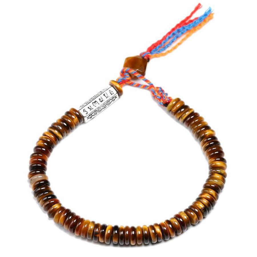 Bracelet en Œil de tigre avec symbole Om gravé