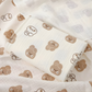 Matelas bébé avec motif lapin marron, surface en coton