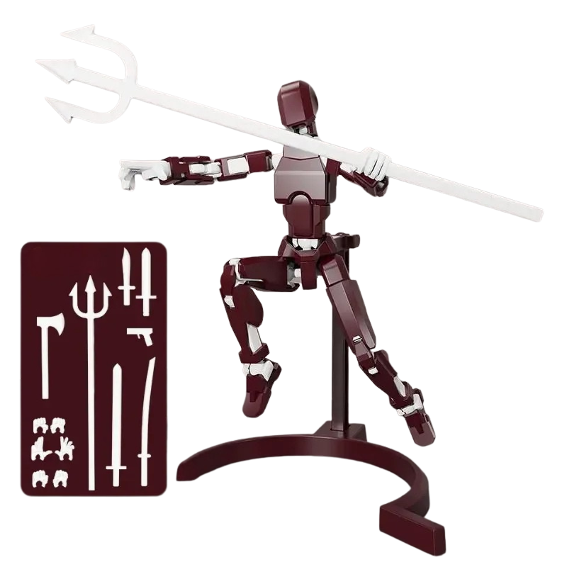 Figure magnétique flexible de couleur marron en position articulée