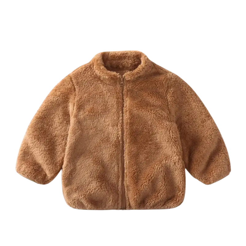 Veste enfant marron, matière douce et chaude