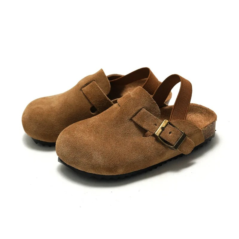 Clogs enfant marron clair, vue de dessus