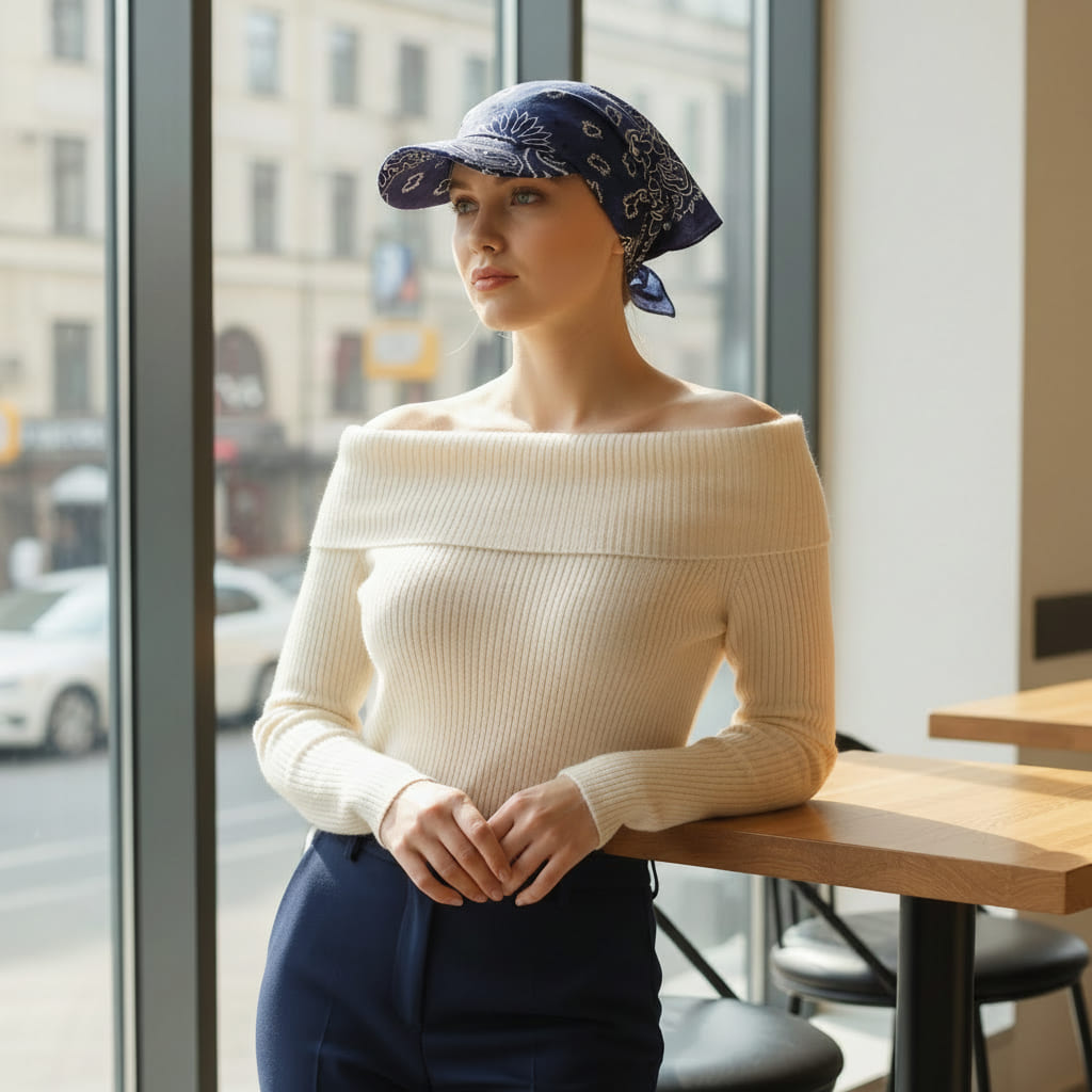 Serre-tête bleu à motifs bohèmes, style décontracté