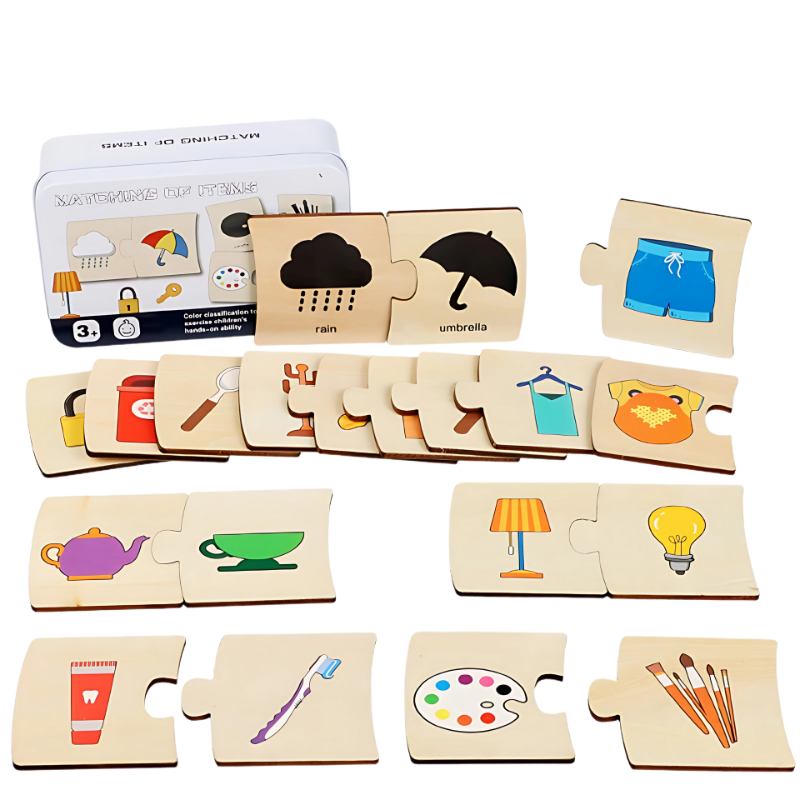 Style C avec pièces en bois et chiffres imprimés