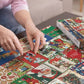 Ensemble de pièces de puzzle sur fond festif