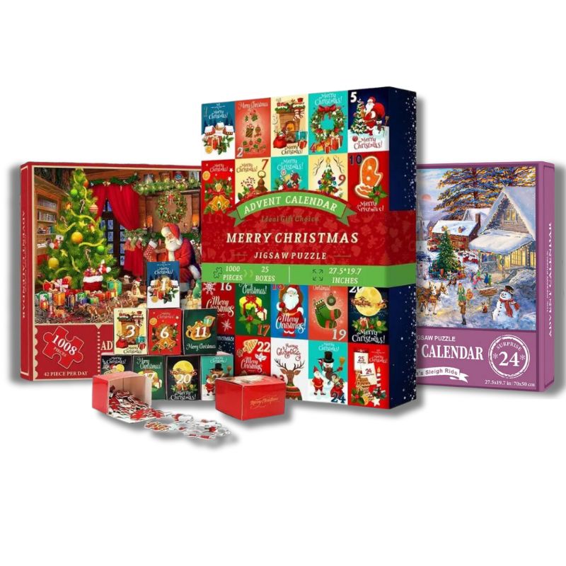 Puzzle de Noël montrant une scène hivernale