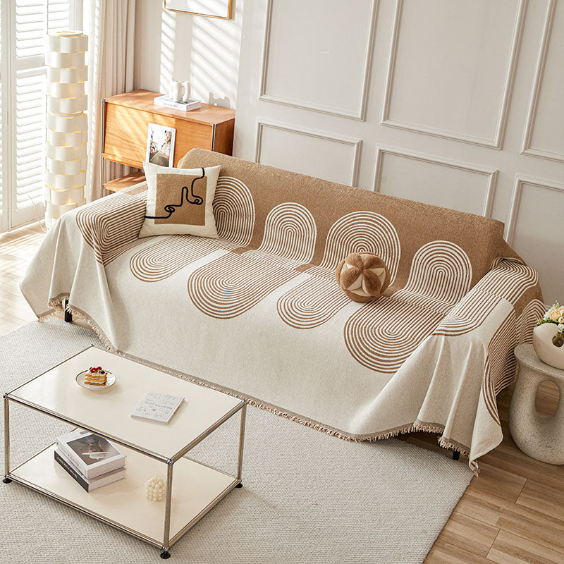 Jeté de canapé en coton naturel sur un canapé beige