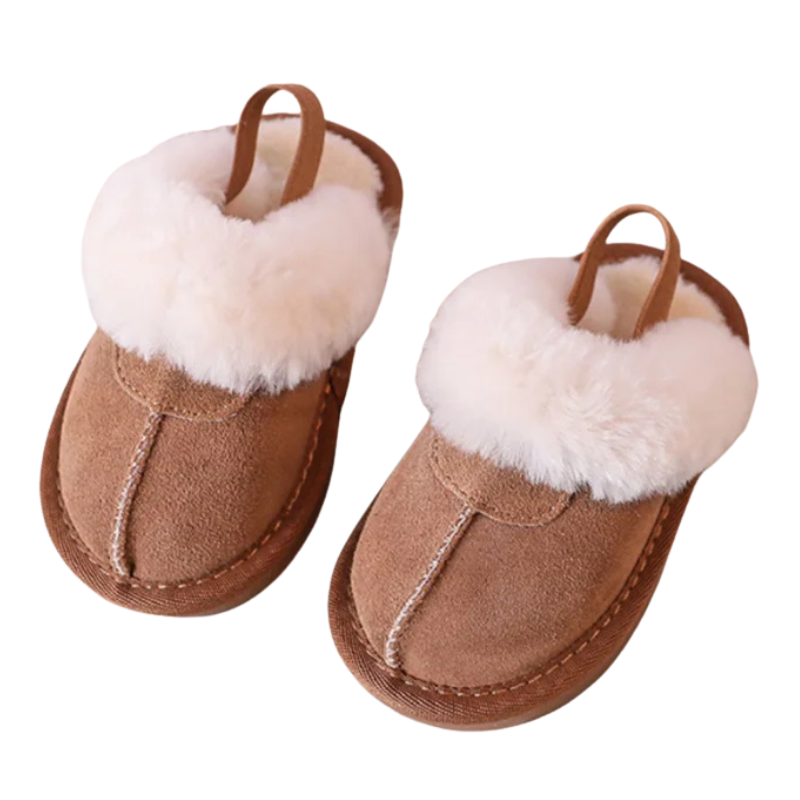 Chaussons camel en peluche pour enfants, semelle sécurisée