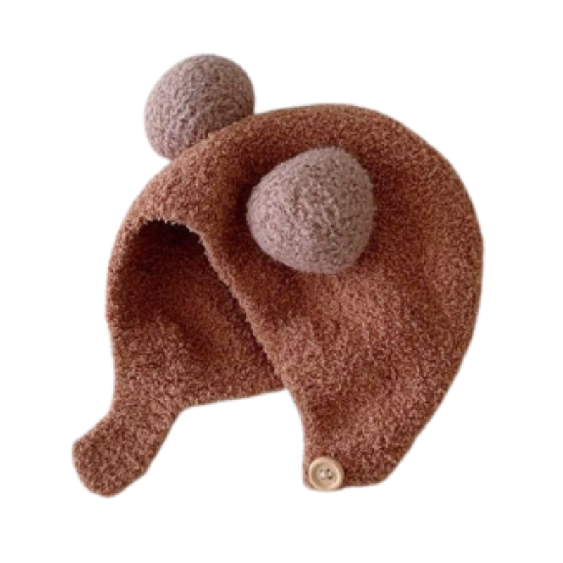 Bonnet caramel avec protection des oreilles