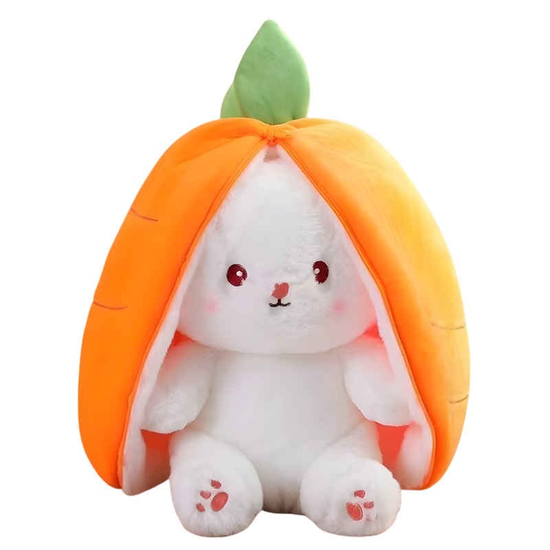 Jouet en peluche transformable en forme de carotte