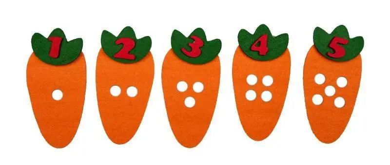 Cartes en forme de carottes avec chiffres colorés