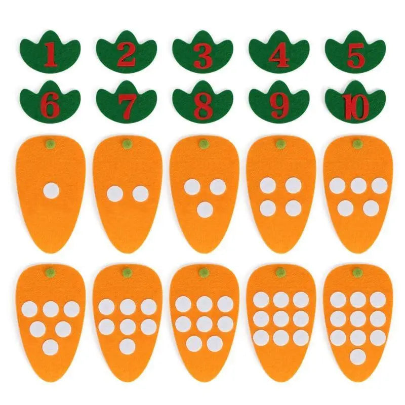 Vue rapprochée de cartes carottes et chiffres assortis