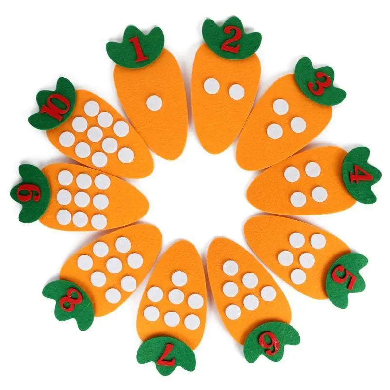 Jeu de mémoire Montessori avec cartes en forme de carottes