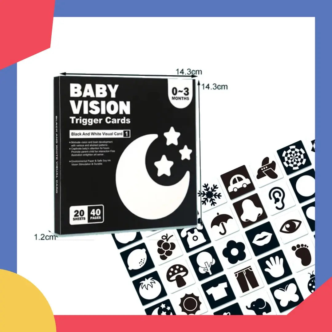 Ensemble de cartes visuelles pour nourrissons, motifs contrastés