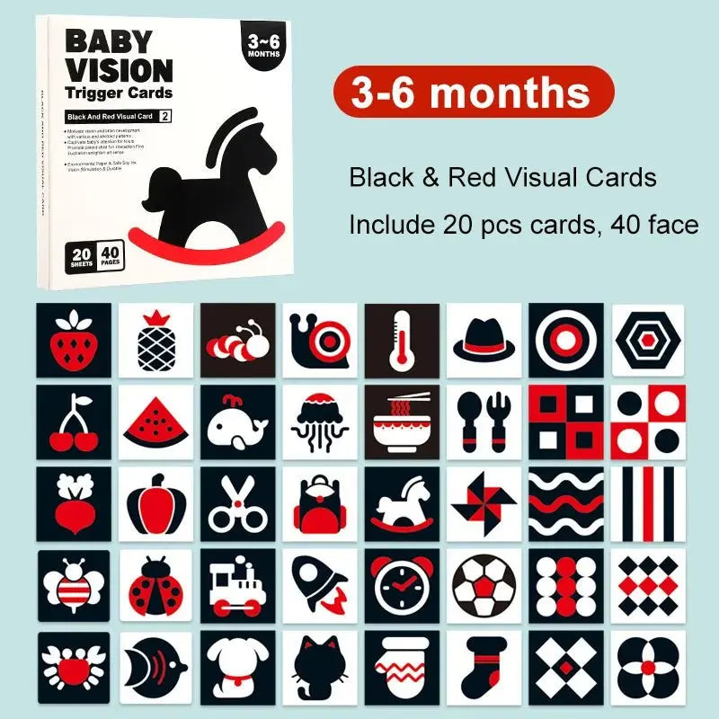Cartes Montessori avec images en noir et blanc pour bébés