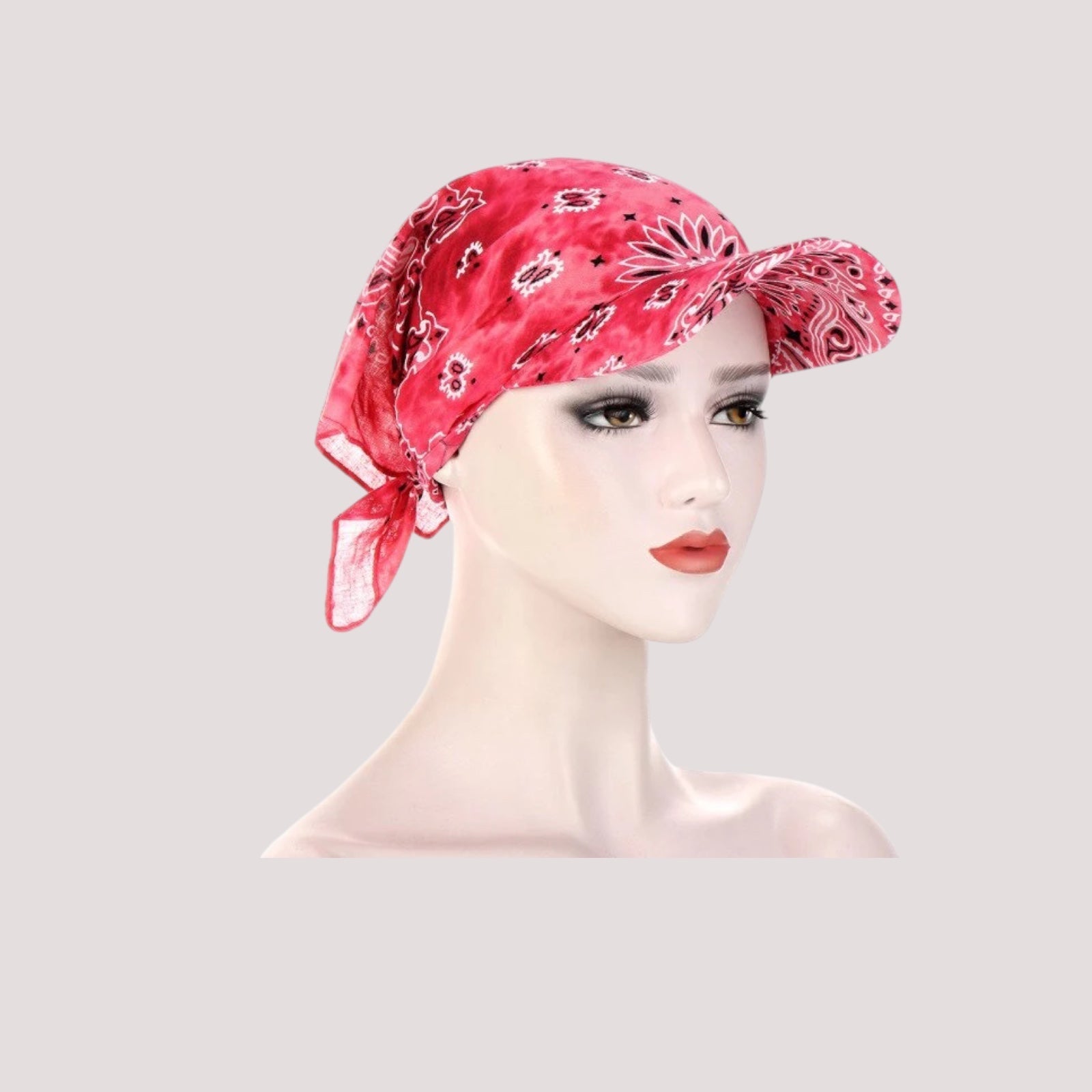 Casquette rouge à motifs bohèmes pour femme en chimio