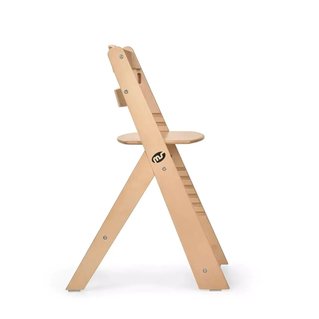 Vue latérale de la chaise haute montrant le repose-pieds réglable