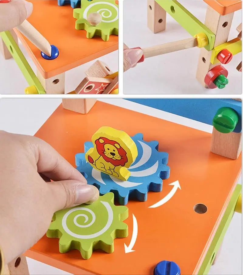 Enfant concentré sur l'assemblage de la chaise