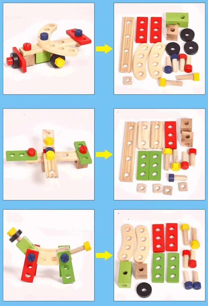 Enfant souriant avec la chaise Montessori finie